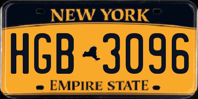 NY license plate HGB3096