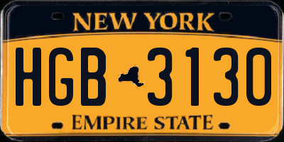 NY license plate HGB3130