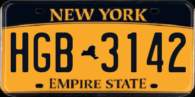 NY license plate HGB3142