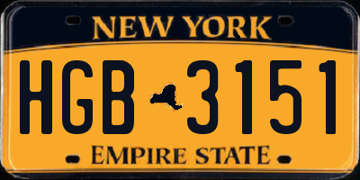 NY license plate HGB3151