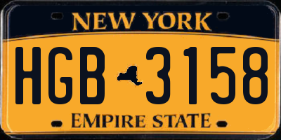 NY license plate HGB3158