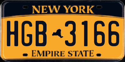 NY license plate HGB3166