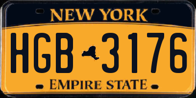 NY license plate HGB3176