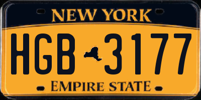 NY license plate HGB3177