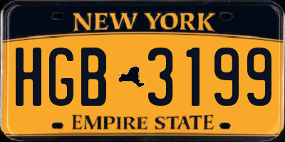 NY license plate HGB3199