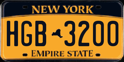 NY license plate HGB3200
