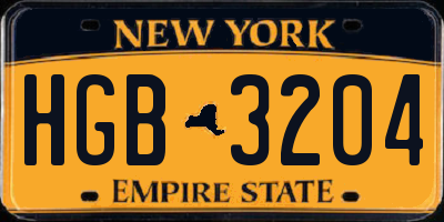 NY license plate HGB3204