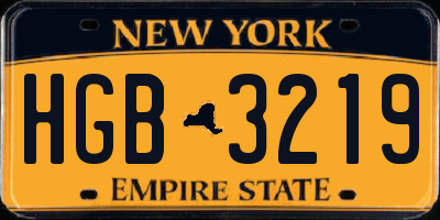 NY license plate HGB3219