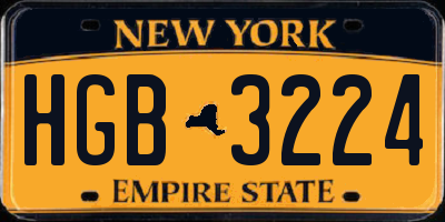 NY license plate HGB3224