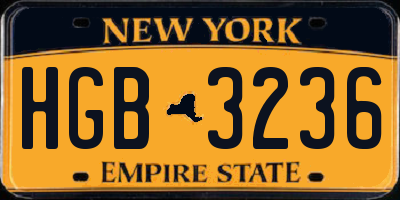 NY license plate HGB3236