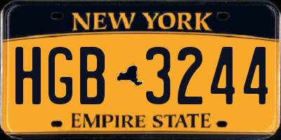 NY license plate HGB3244
