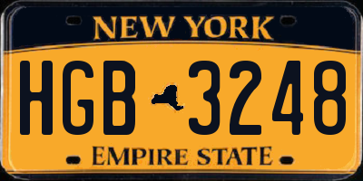 NY license plate HGB3248