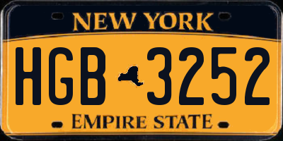 NY license plate HGB3252