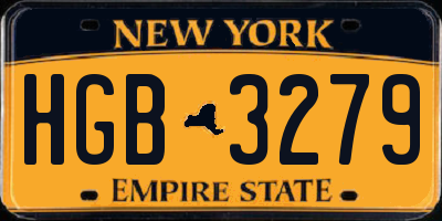 NY license plate HGB3279