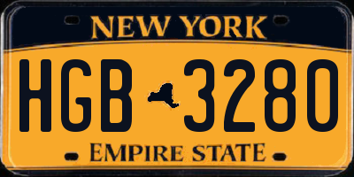 NY license plate HGB3280