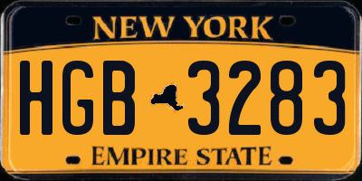 NY license plate HGB3283