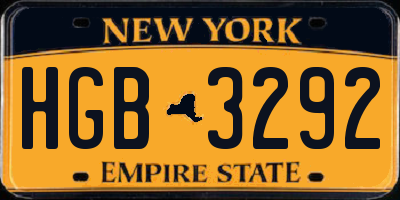 NY license plate HGB3292