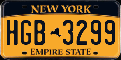 NY license plate HGB3299