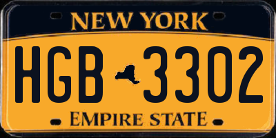 NY license plate HGB3302