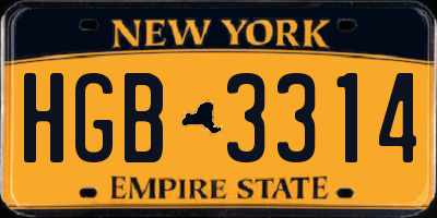 NY license plate HGB3314