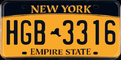 NY license plate HGB3316