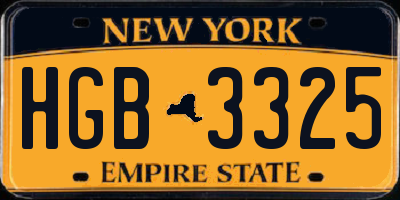 NY license plate HGB3325