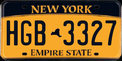 NY license plate HGB3327