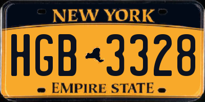 NY license plate HGB3328