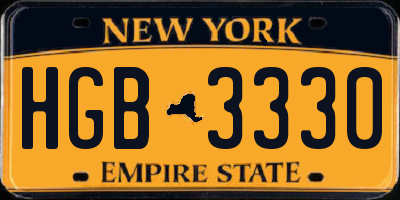 NY license plate HGB3330