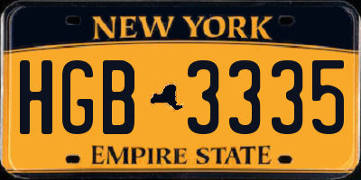 NY license plate HGB3335