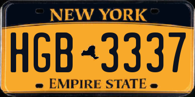 NY license plate HGB3337