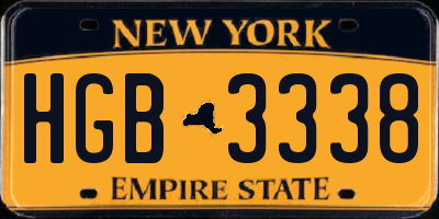 NY license plate HGB3338