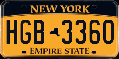 NY license plate HGB3360