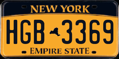 NY license plate HGB3369