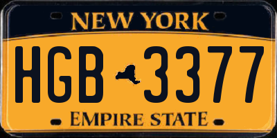 NY license plate HGB3377