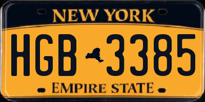 NY license plate HGB3385