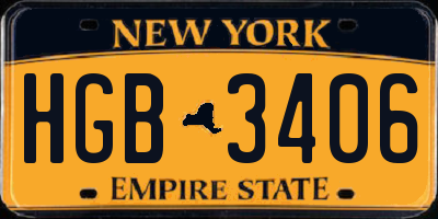 NY license plate HGB3406