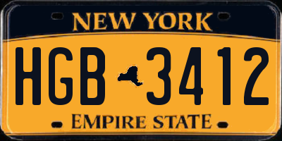 NY license plate HGB3412