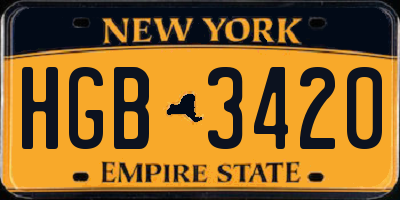 NY license plate HGB3420