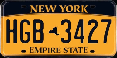 NY license plate HGB3427