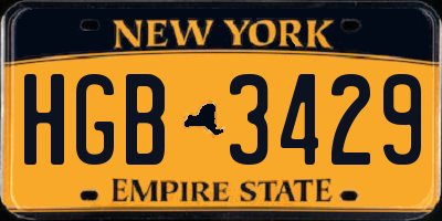 NY license plate HGB3429