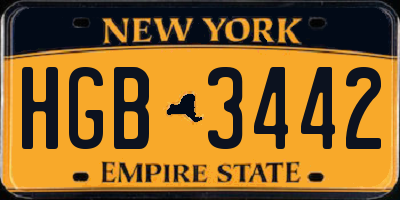 NY license plate HGB3442