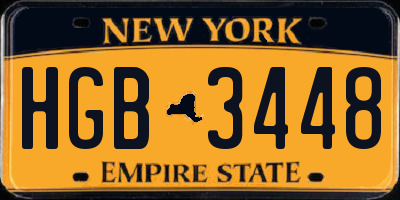 NY license plate HGB3448