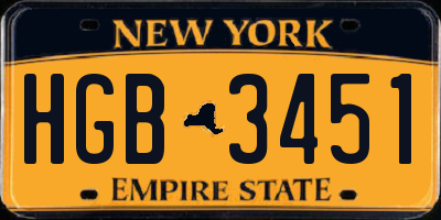 NY license plate HGB3451