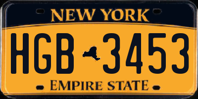 NY license plate HGB3453