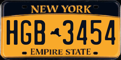 NY license plate HGB3454