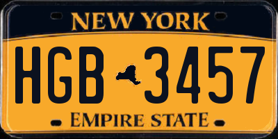 NY license plate HGB3457