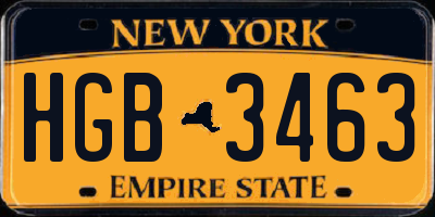 NY license plate HGB3463