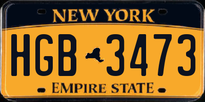 NY license plate HGB3473