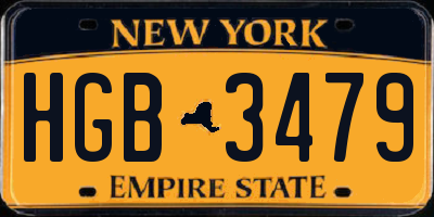 NY license plate HGB3479